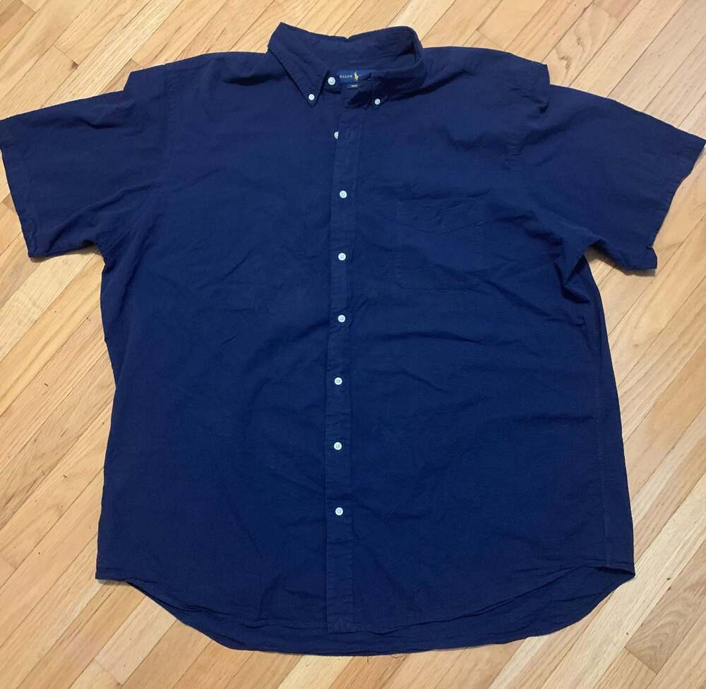 Ralph Lauren Seersucker Short Sleeve Button Down Shirt 3XLT